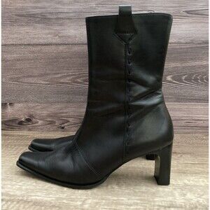 Paul Green Leather Calf Boots Womens SIZE 5 Black Zip Up Luxury Old Money